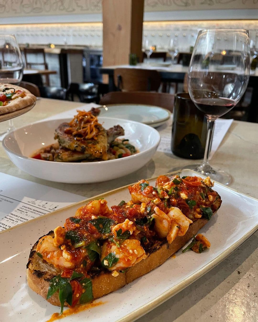 Flatbread sandwich closeup at Sixty Vines