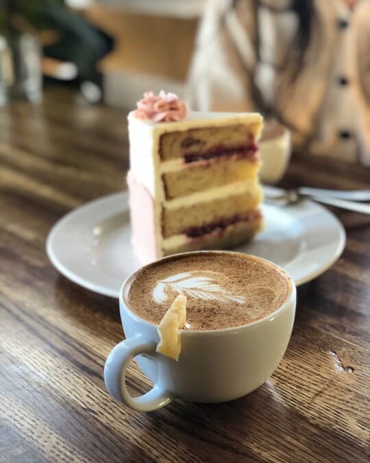 Entryway at Frothy Monkey and cake