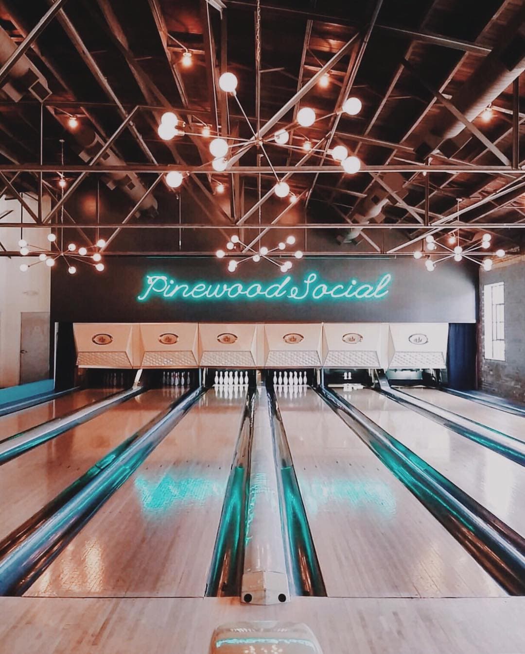 The bowling alley at Pinewood Social
