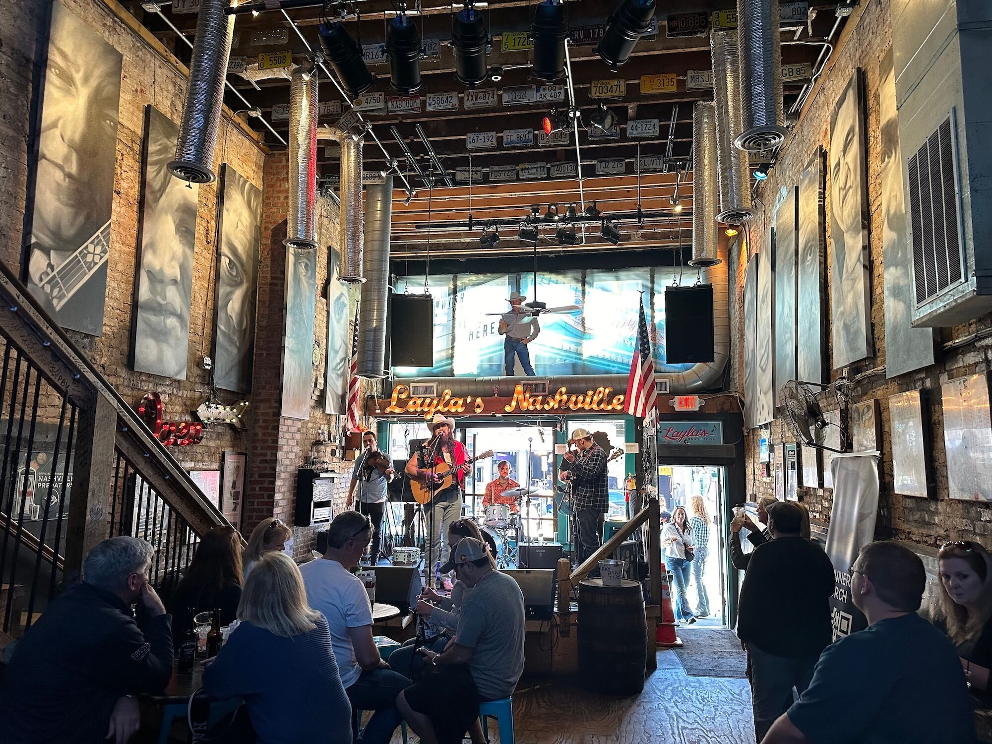 A band plays at Layla's during the day