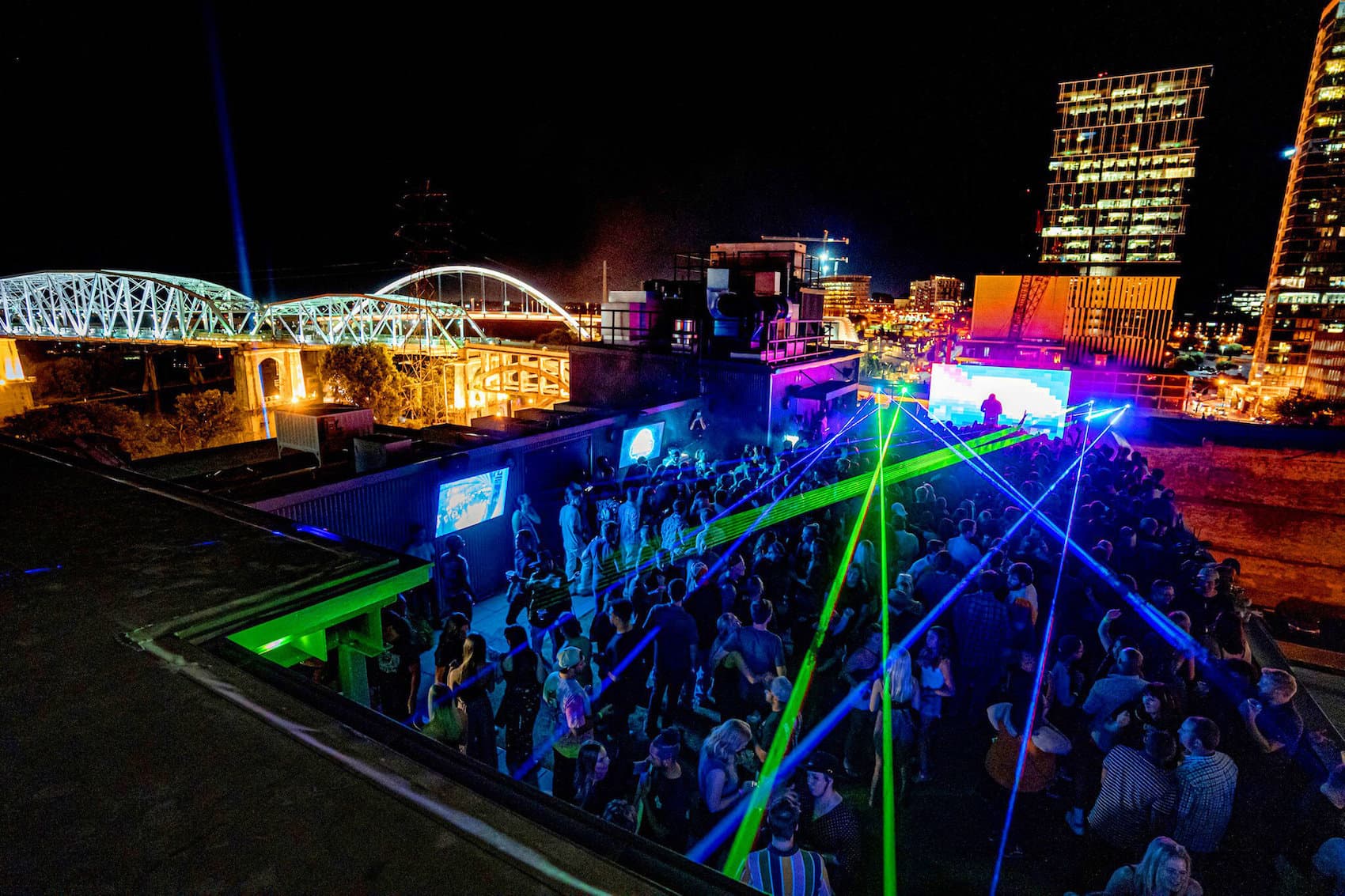 Nashville Underground rooftop party at night