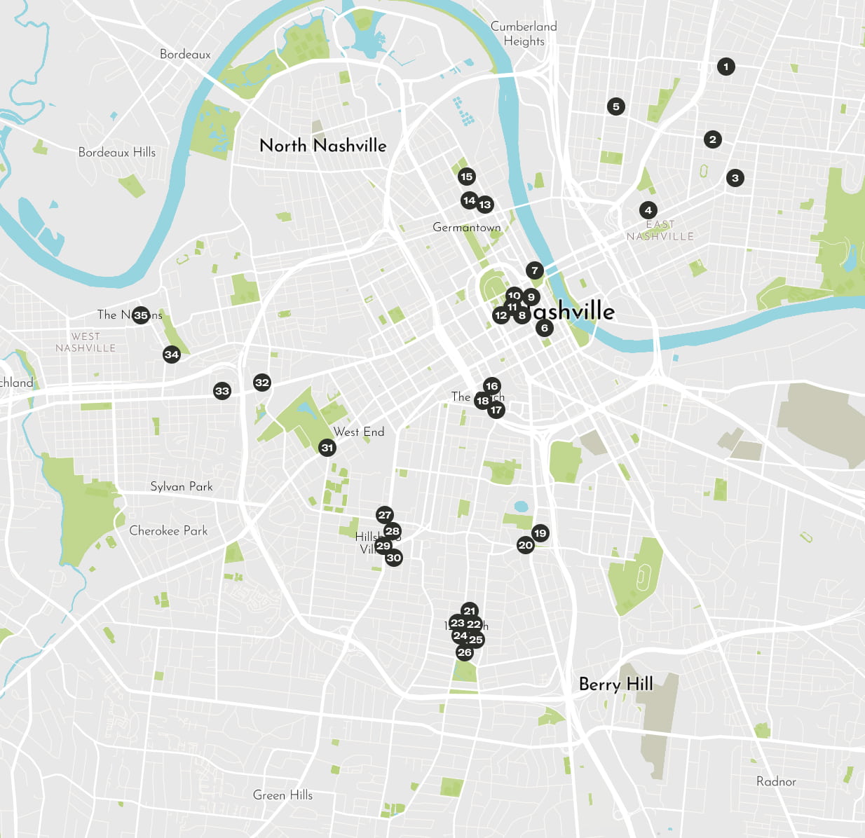 Nashville Iconic Murals Map 