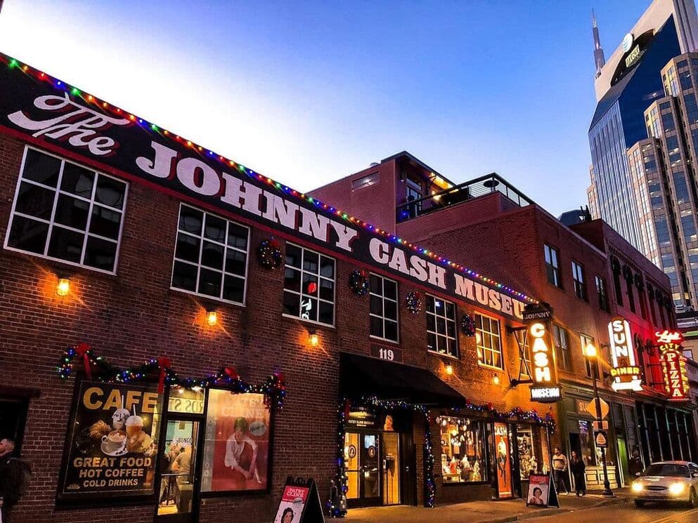 Outside the Johnny Cash Museum