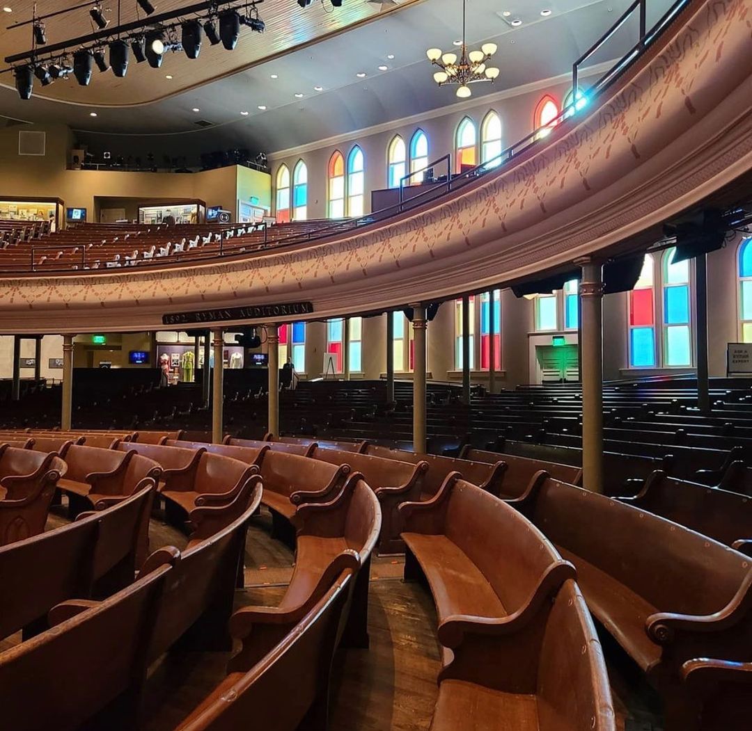The Ryman legendary church pew seating