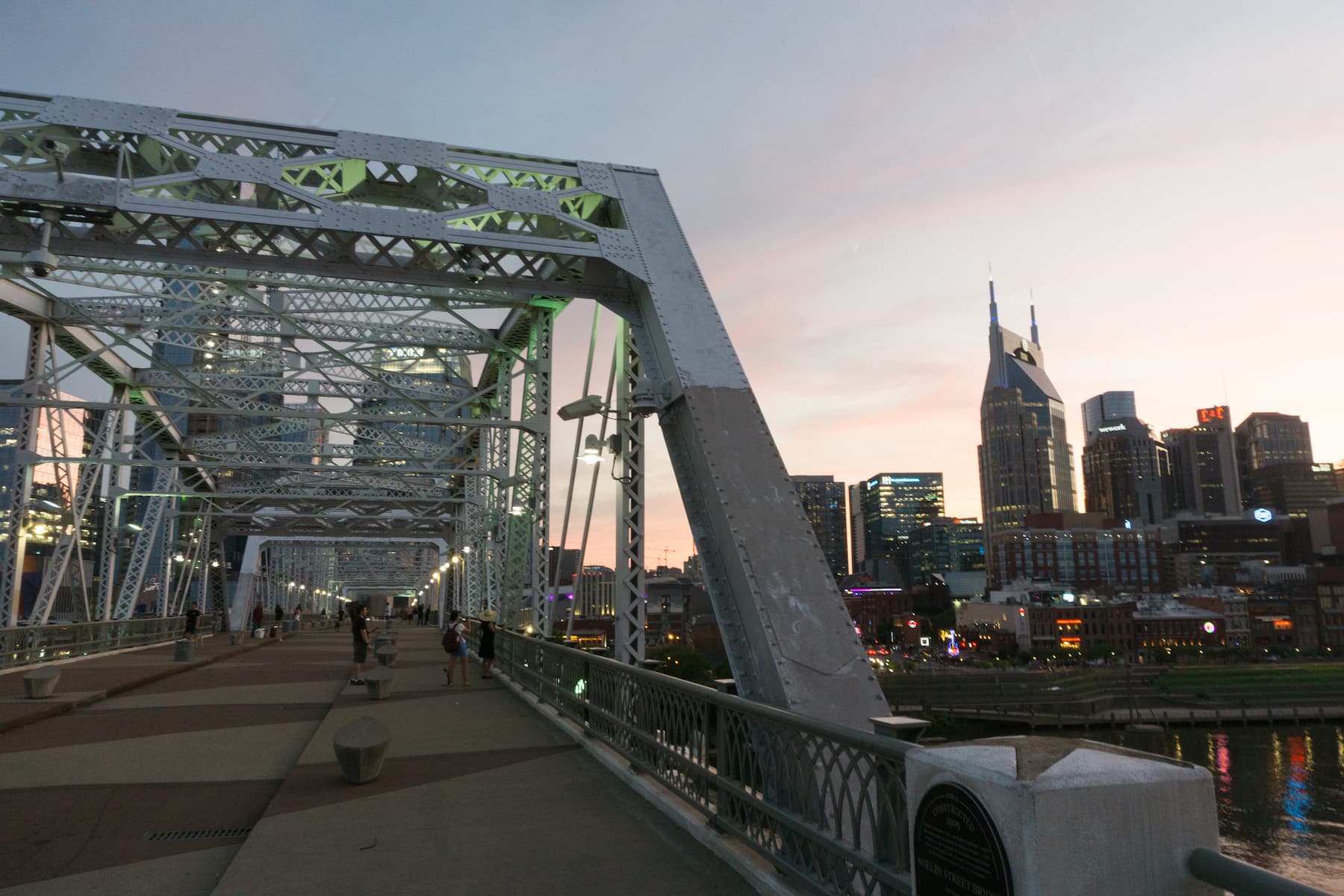 The Pedestrian Bridge, downtown Nashville and the Cumberland River
