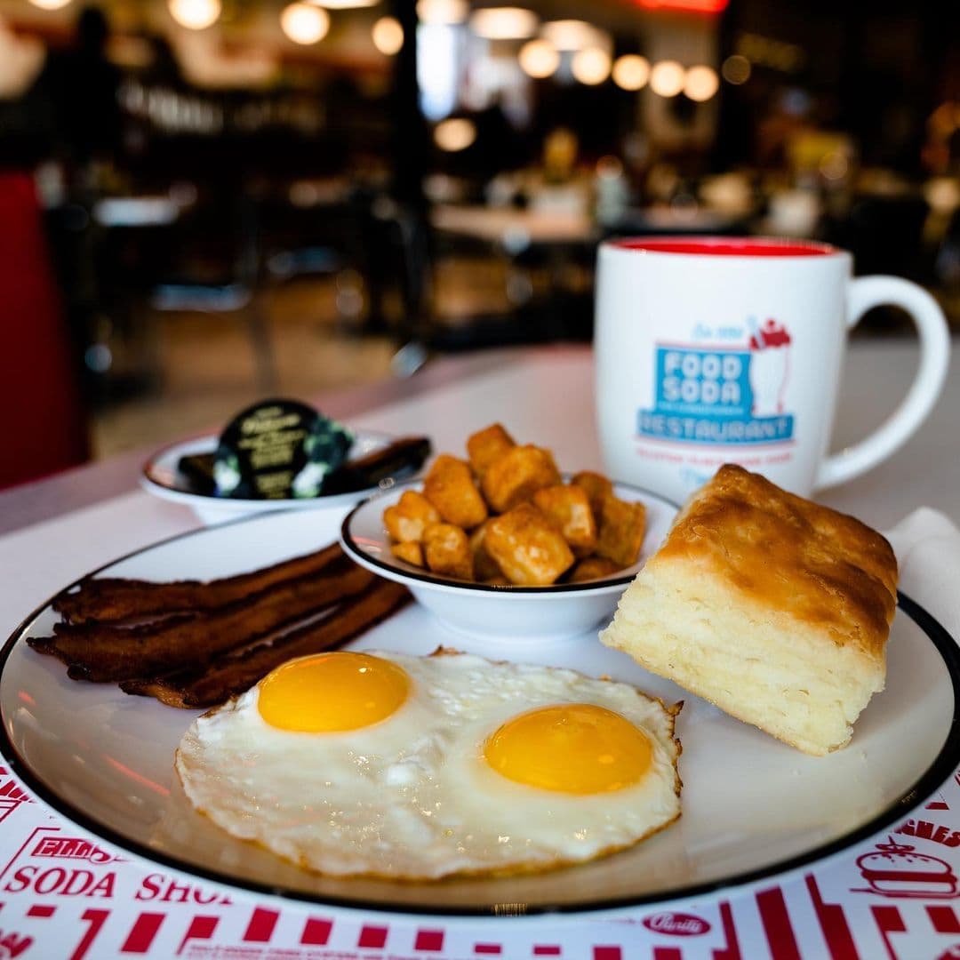 Eggs and bacon at a diner