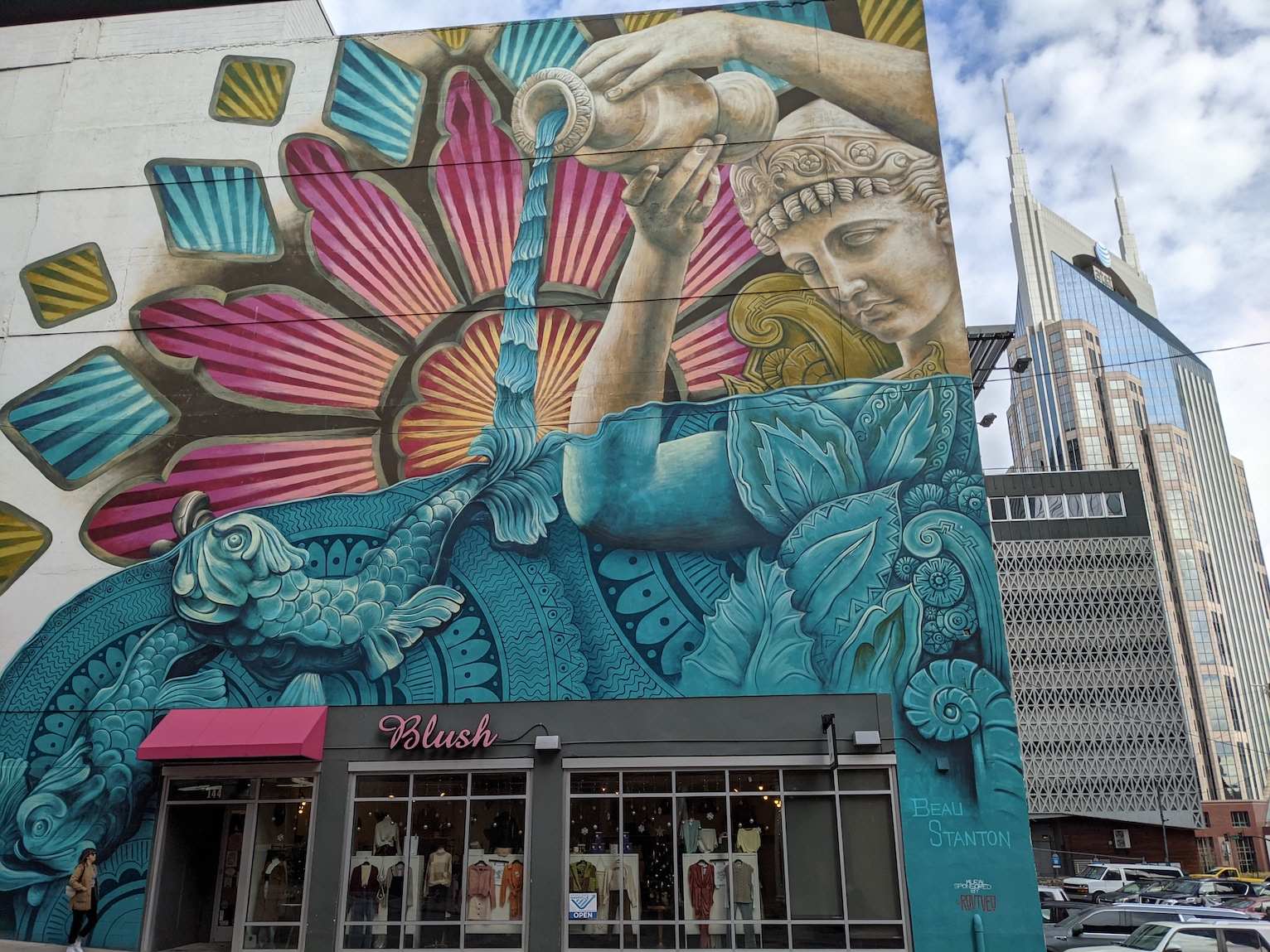 Blush mural and Batman Building