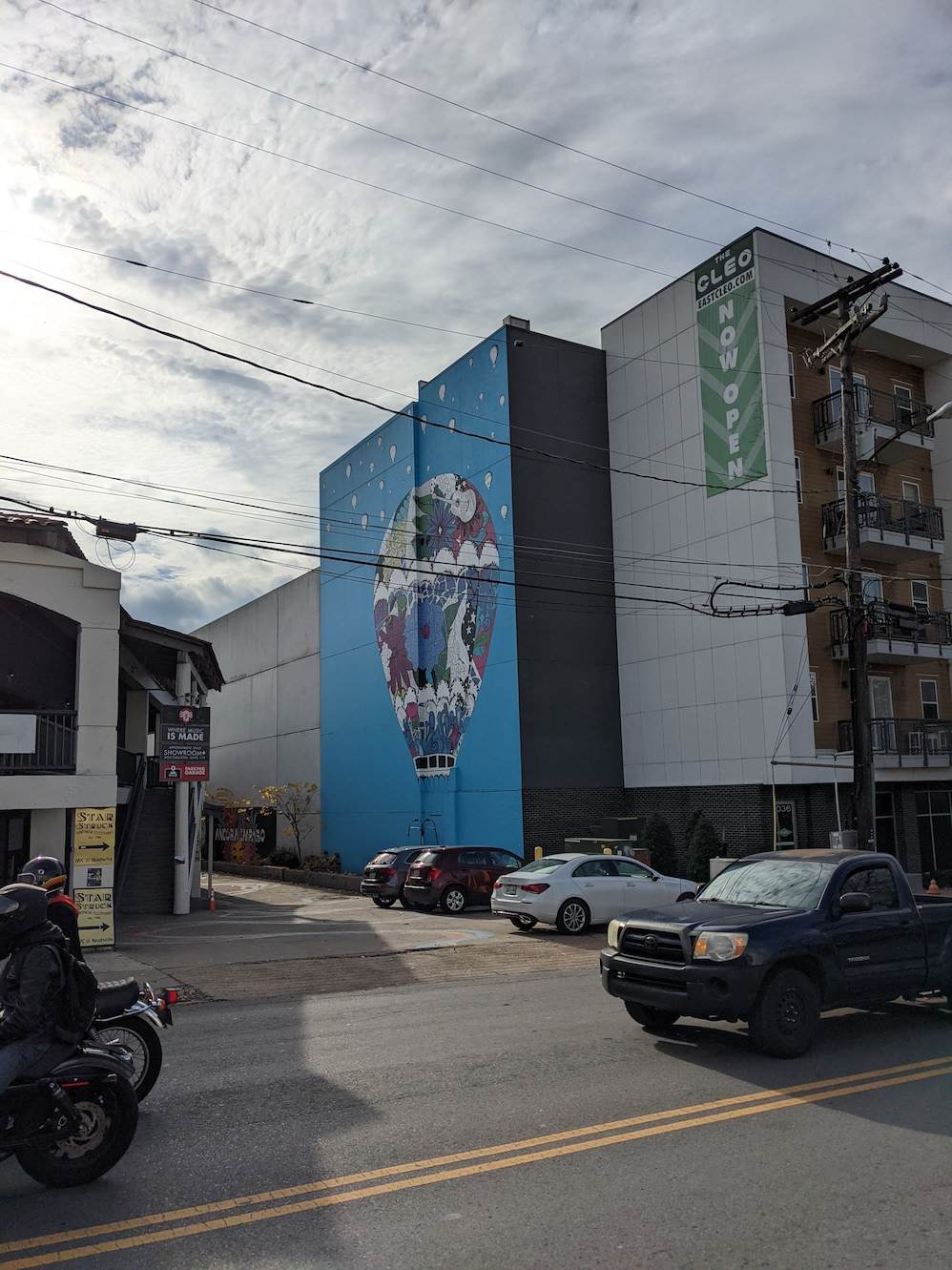 Cleo balloon mural and street