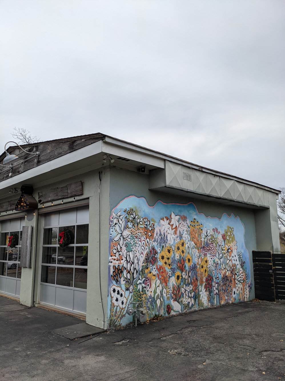 Flower mural on building in 12 South