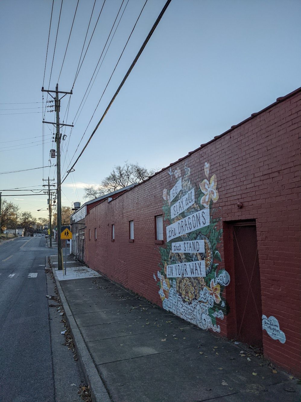 Slay Dragons mural and street