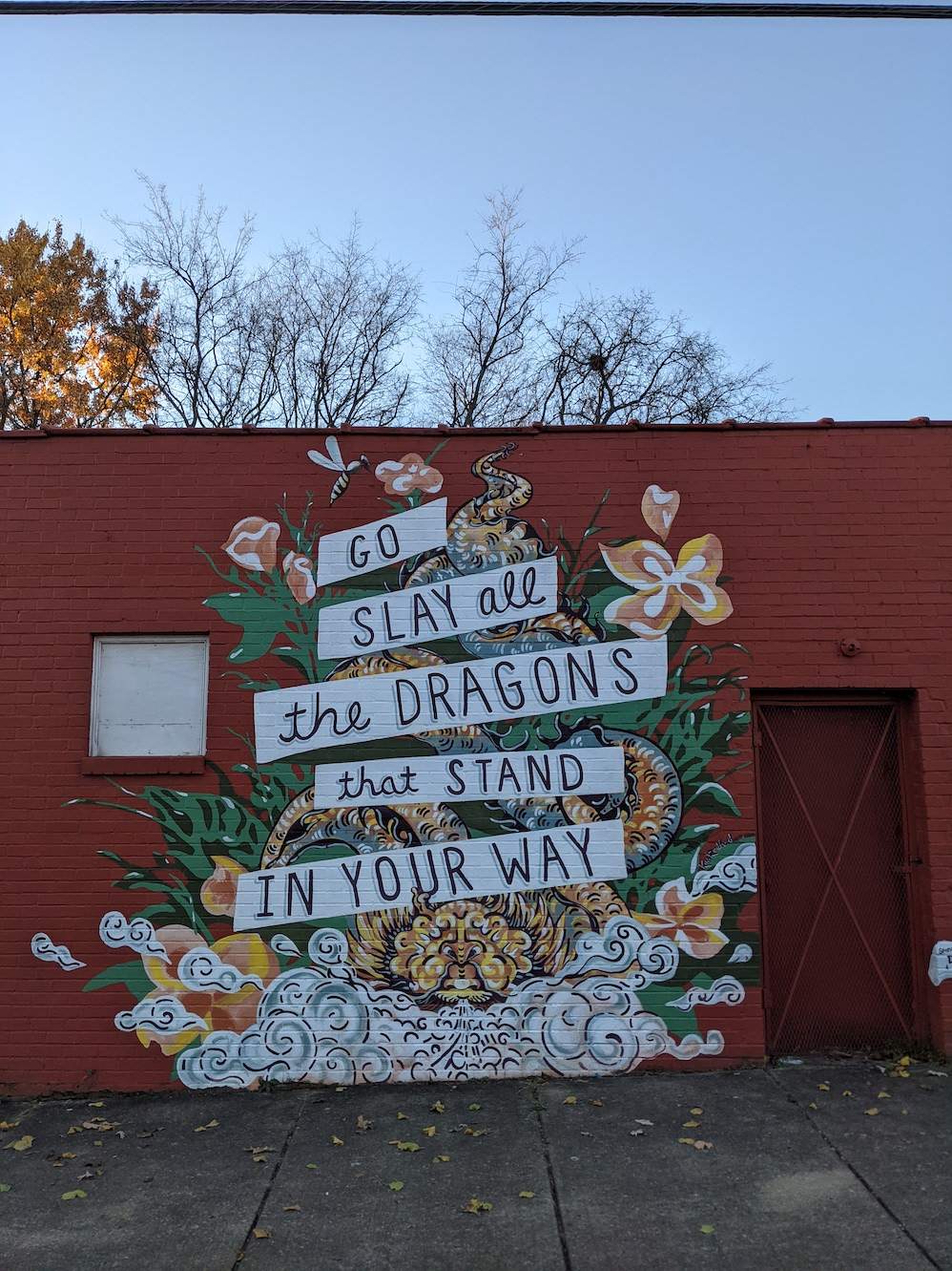 Slay Dragons mural close up