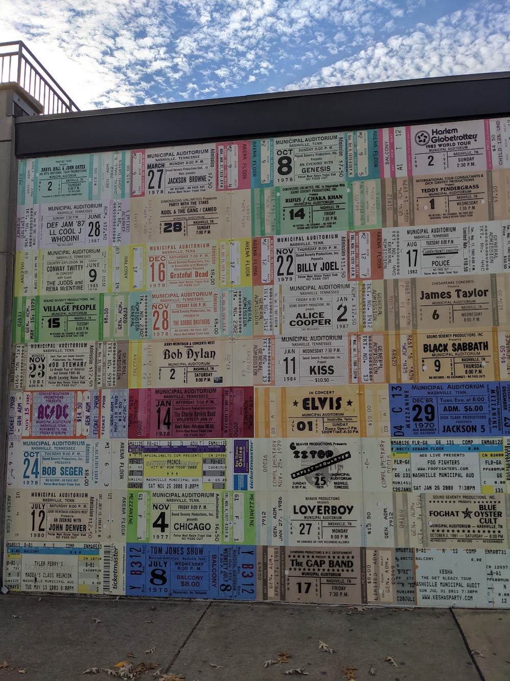 Concert tickets mural