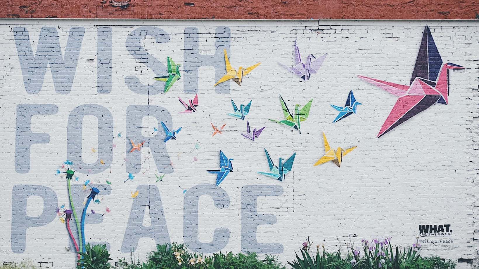 "Wish For Peace" mural at Hugh Baby's in Nashville