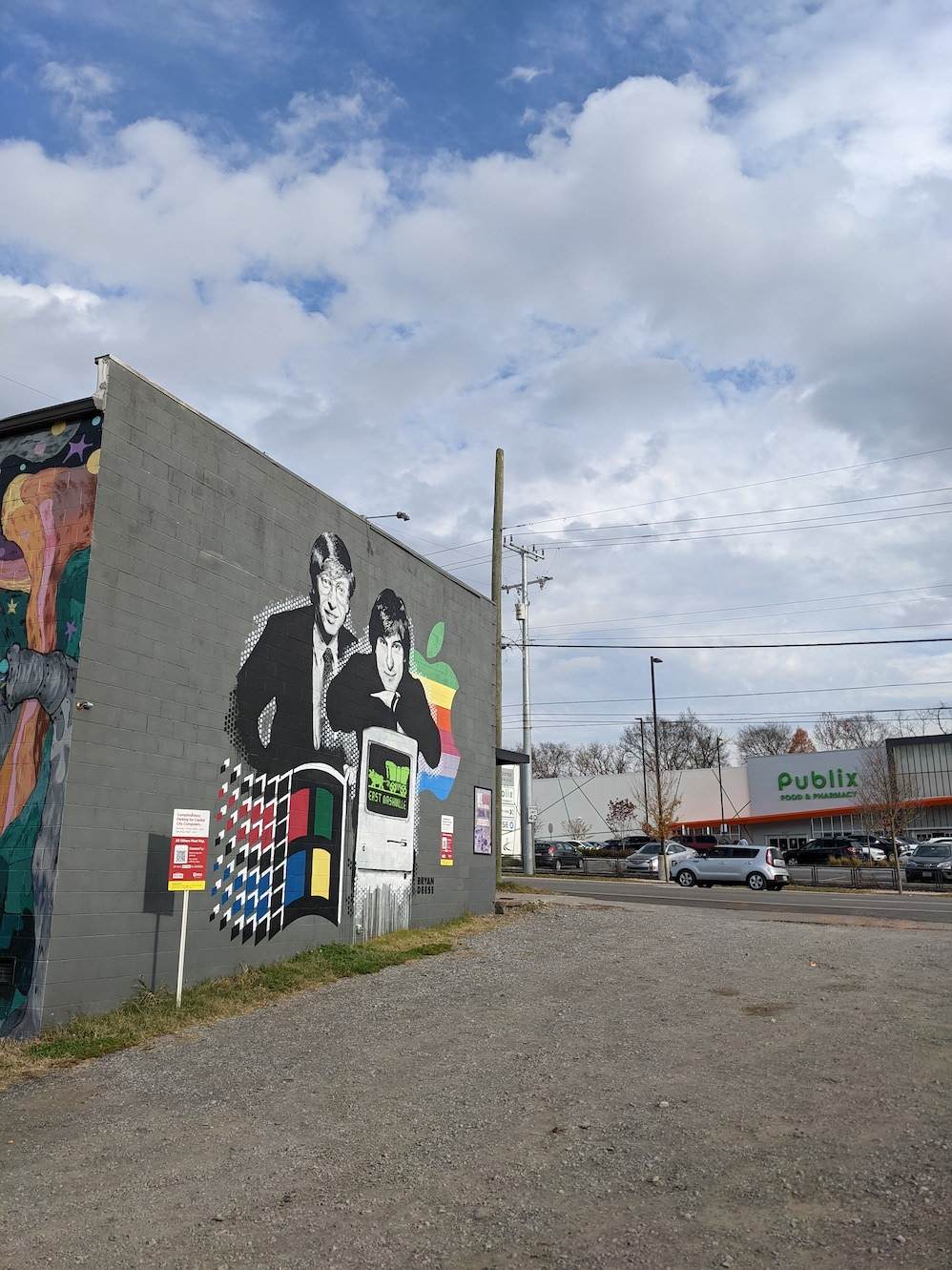 "Young Warlords" mural of Steve Jobs and Bill Gates on Gallatin Ave.