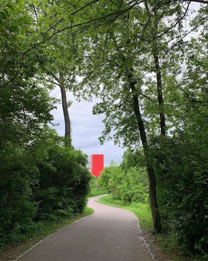 Richland Creek Greenway red tower on path