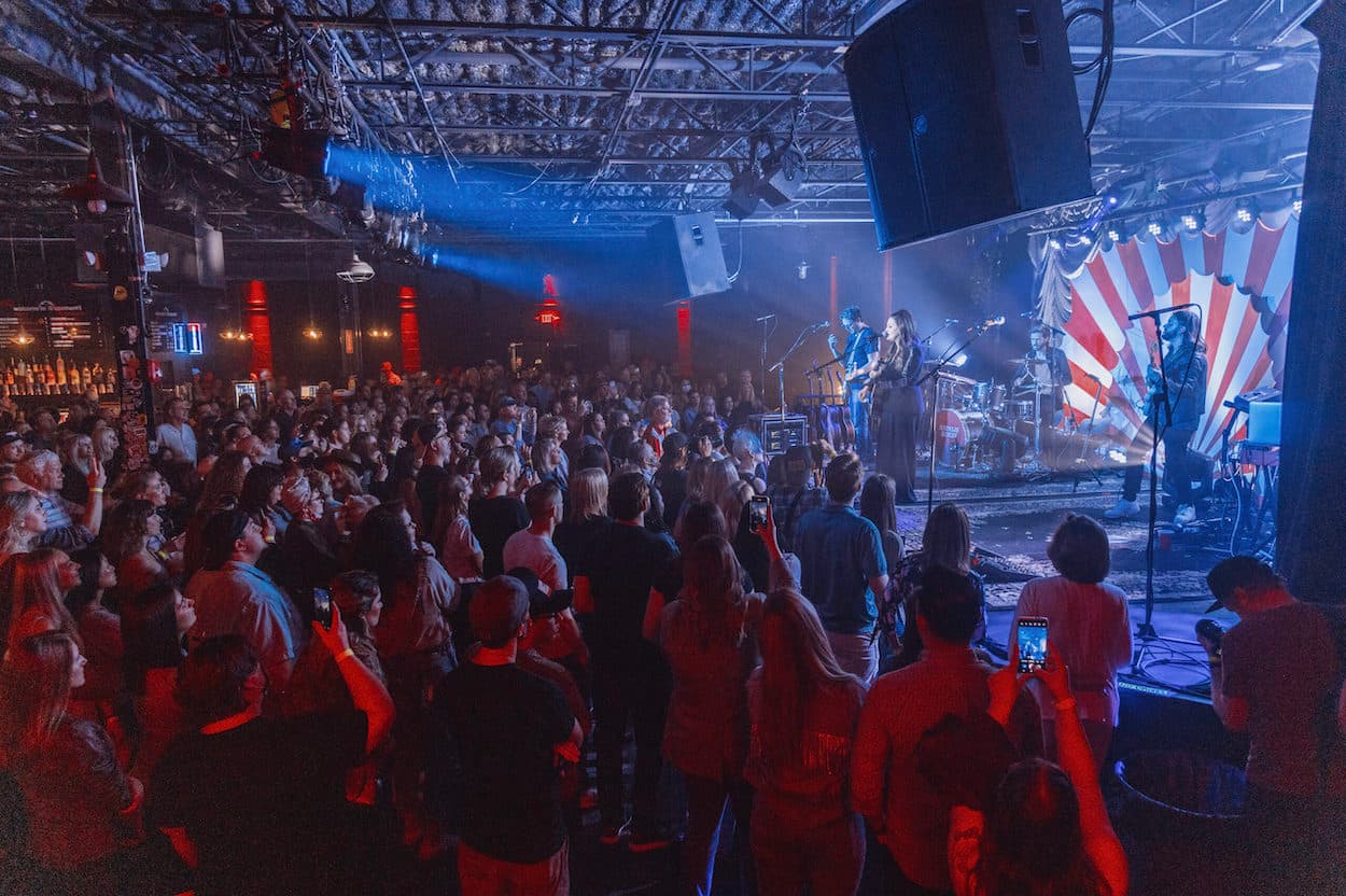 In the crowd for a concert at Basement East