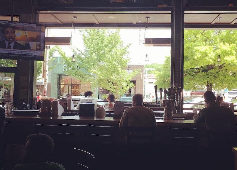 Double Dogs interior window view