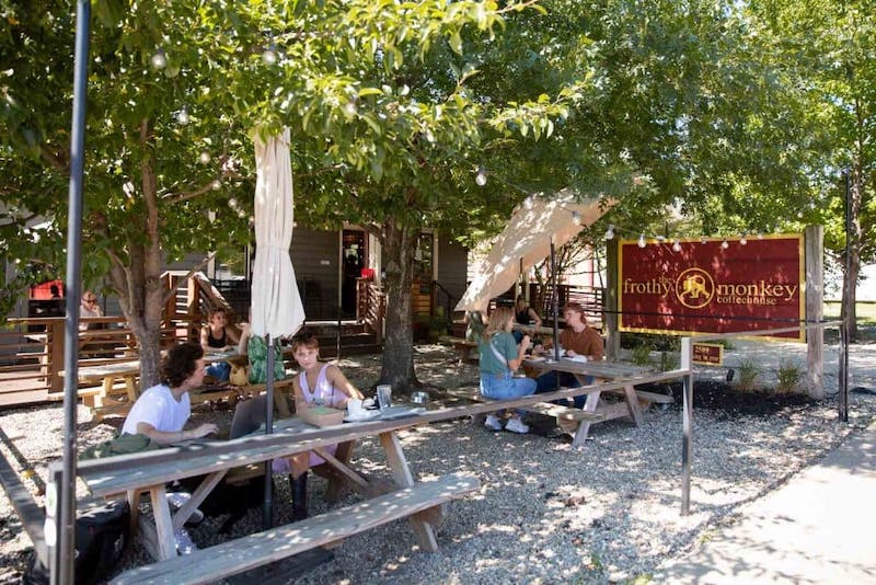 Outside Frothy Monkey in 12 South