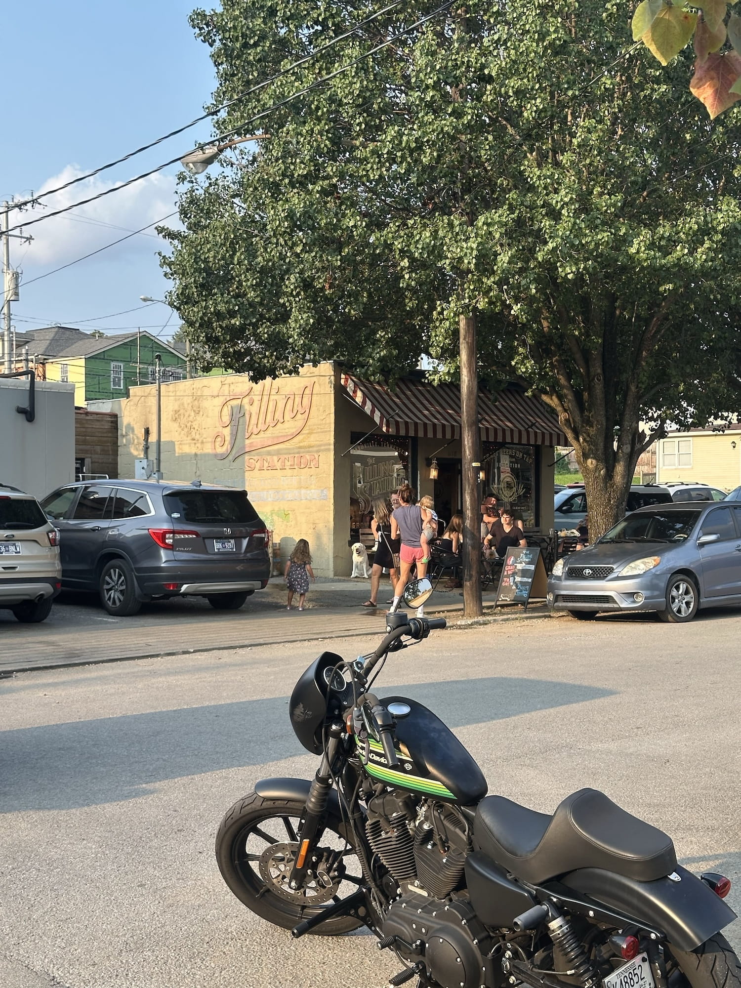 People outside the filling station