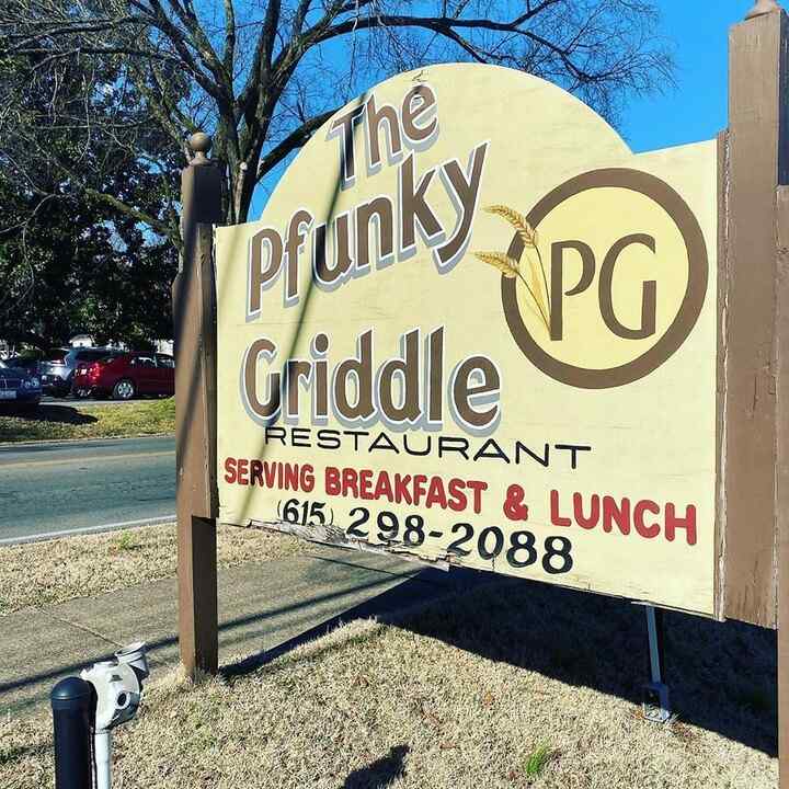 The sign for The Pfunky Griddle in Berry Hill