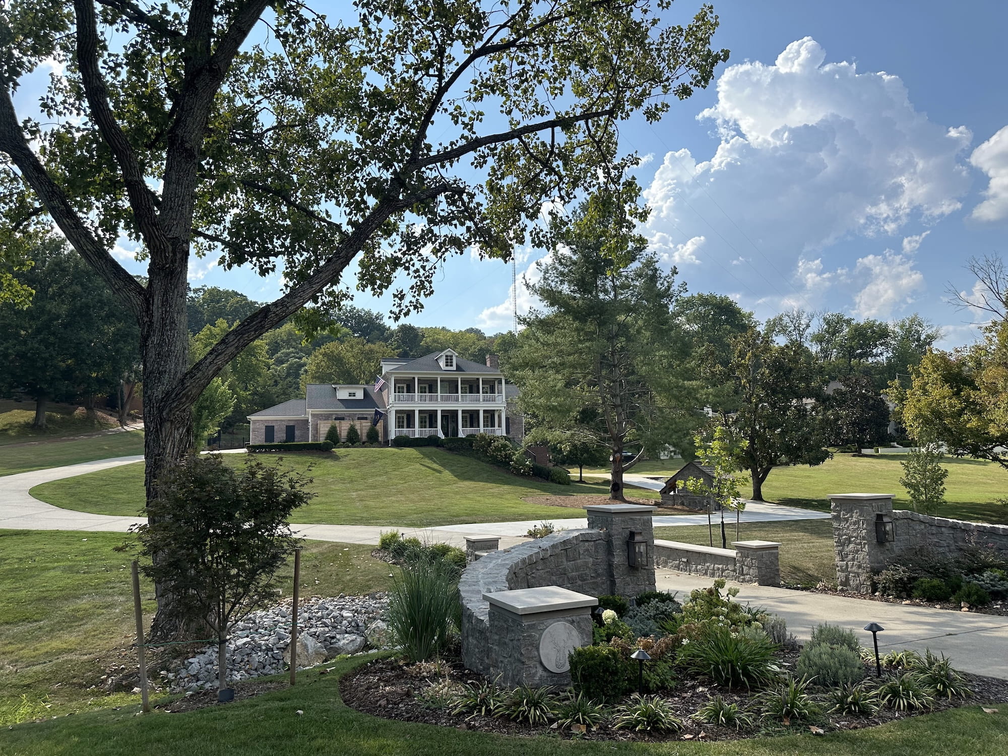 A huge mansion on a hill
