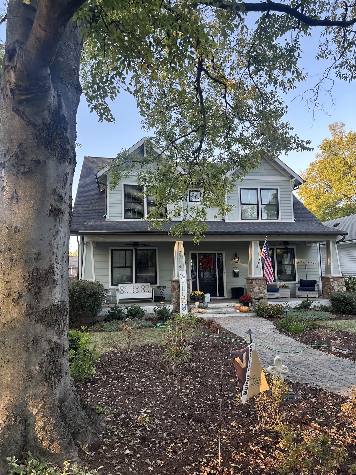 A big house with a yard