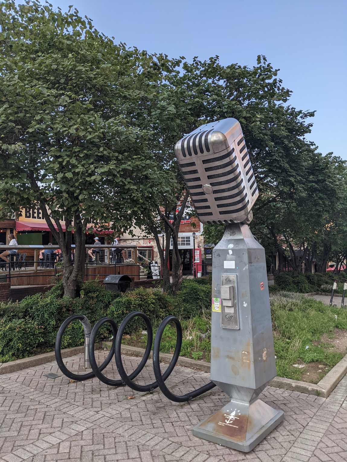 Midtown's bike rack that looks like a microphone