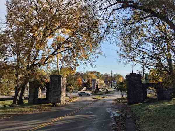 Sylvan Park view of traffic circle during the fall