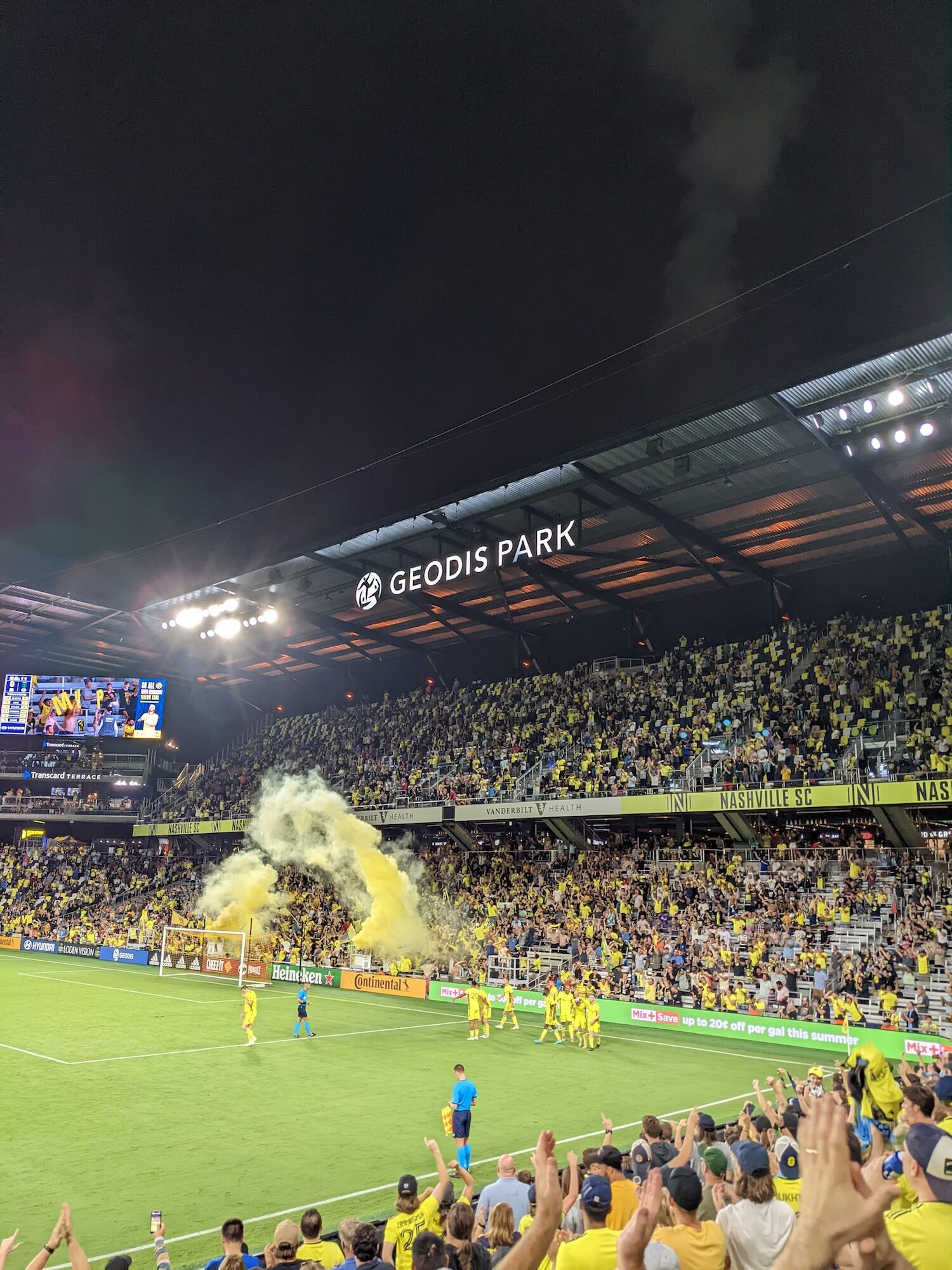 Yellow smoke after a goal by Nashville SC