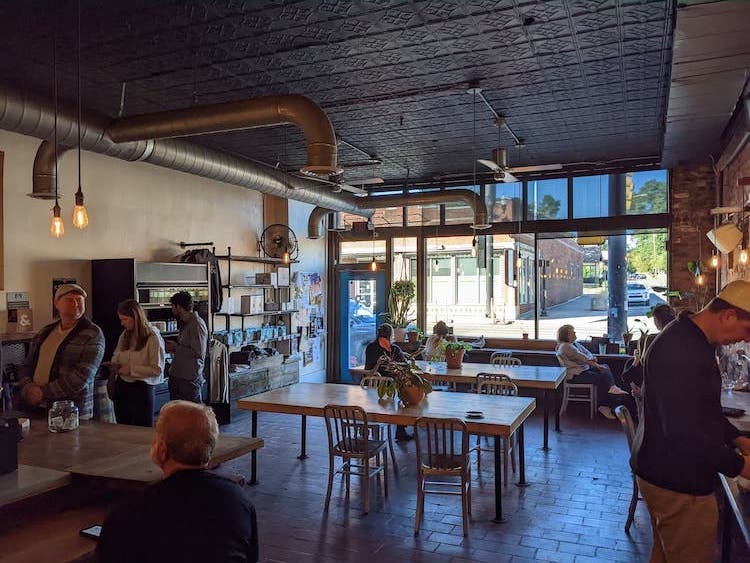 8th & Roast interior with big windows