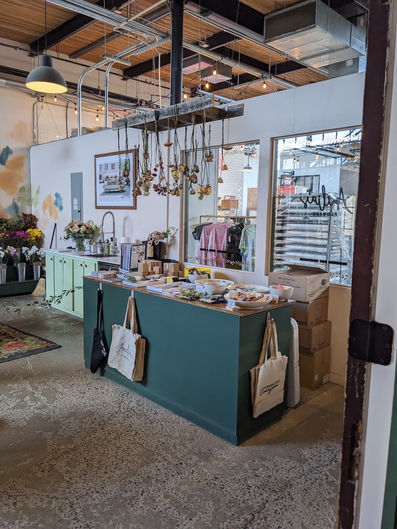 A side table at Amelia's Flowers in L&L Market