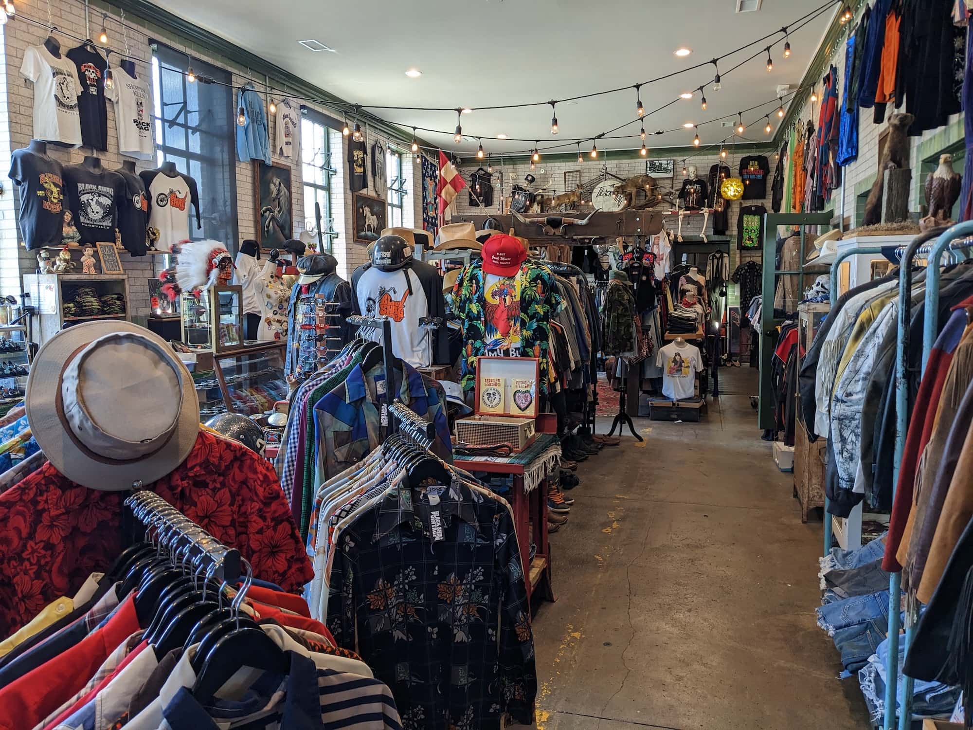 A big room of vintage clothes