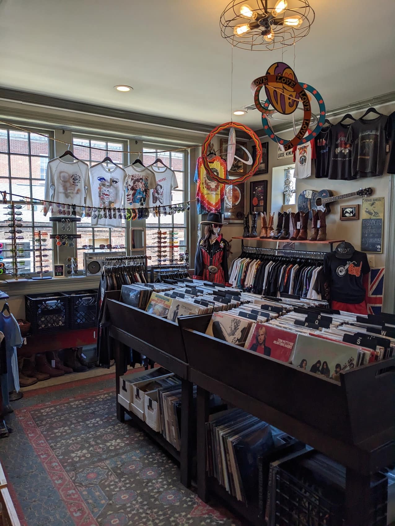 Records for sale at a vintage store