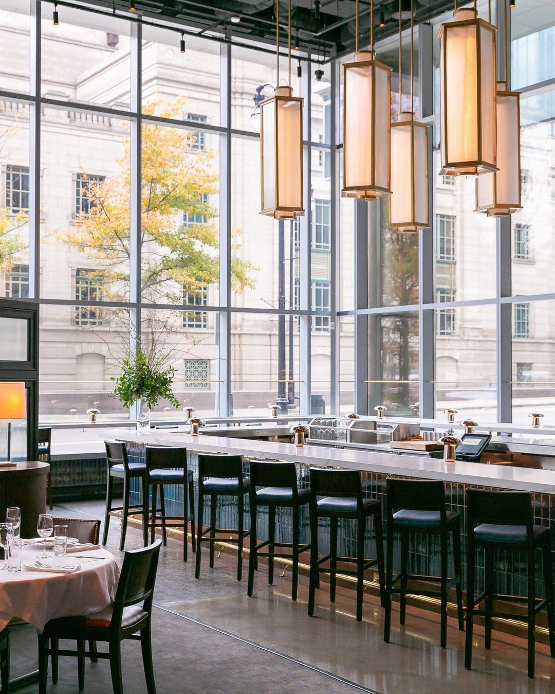 A bar with big windows
