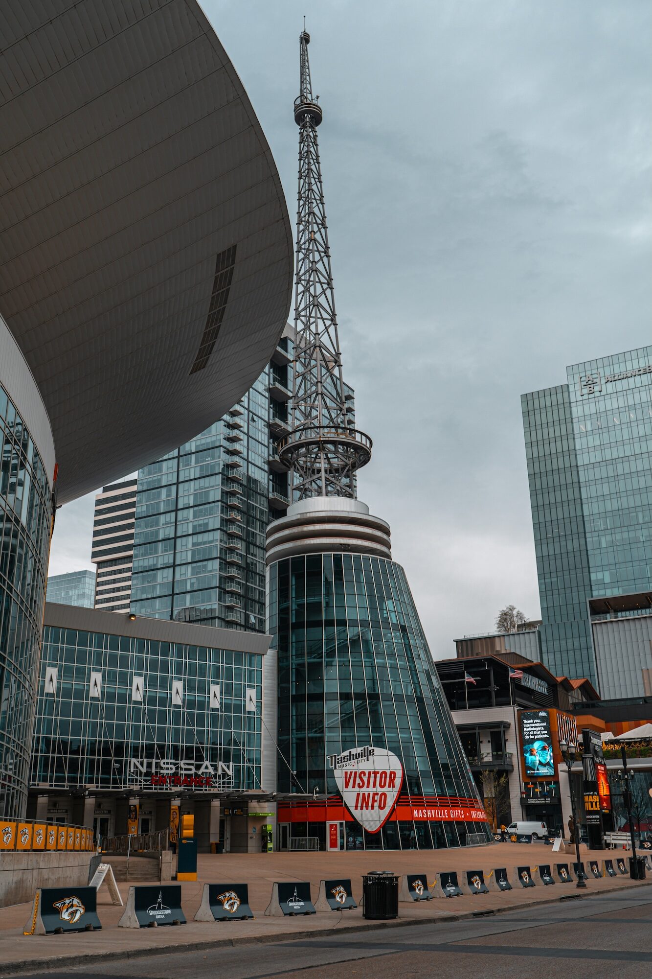 Outside Bridgestone Arena's visitor center