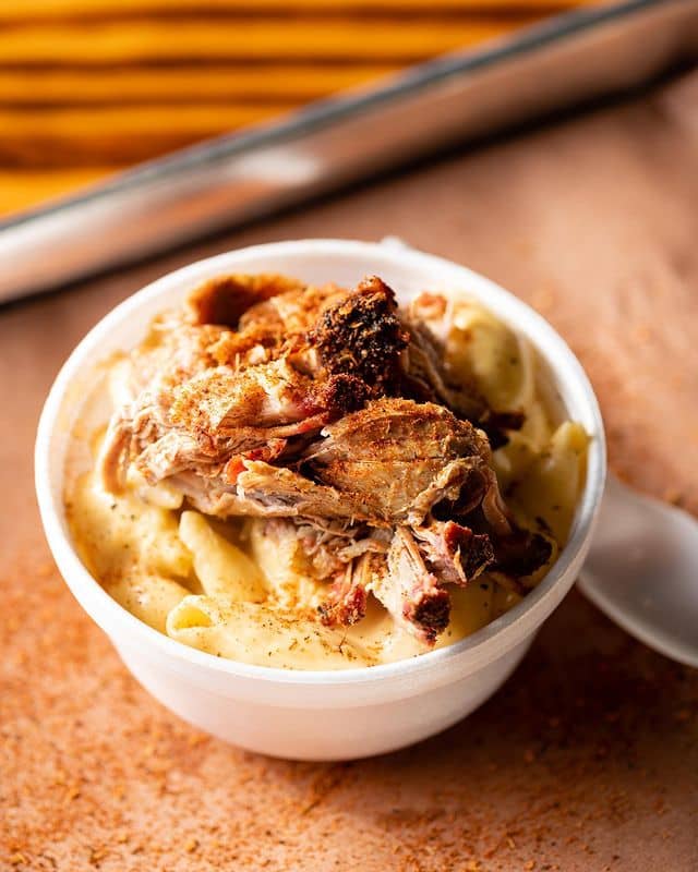 Loaded abrbecue mac and cheese