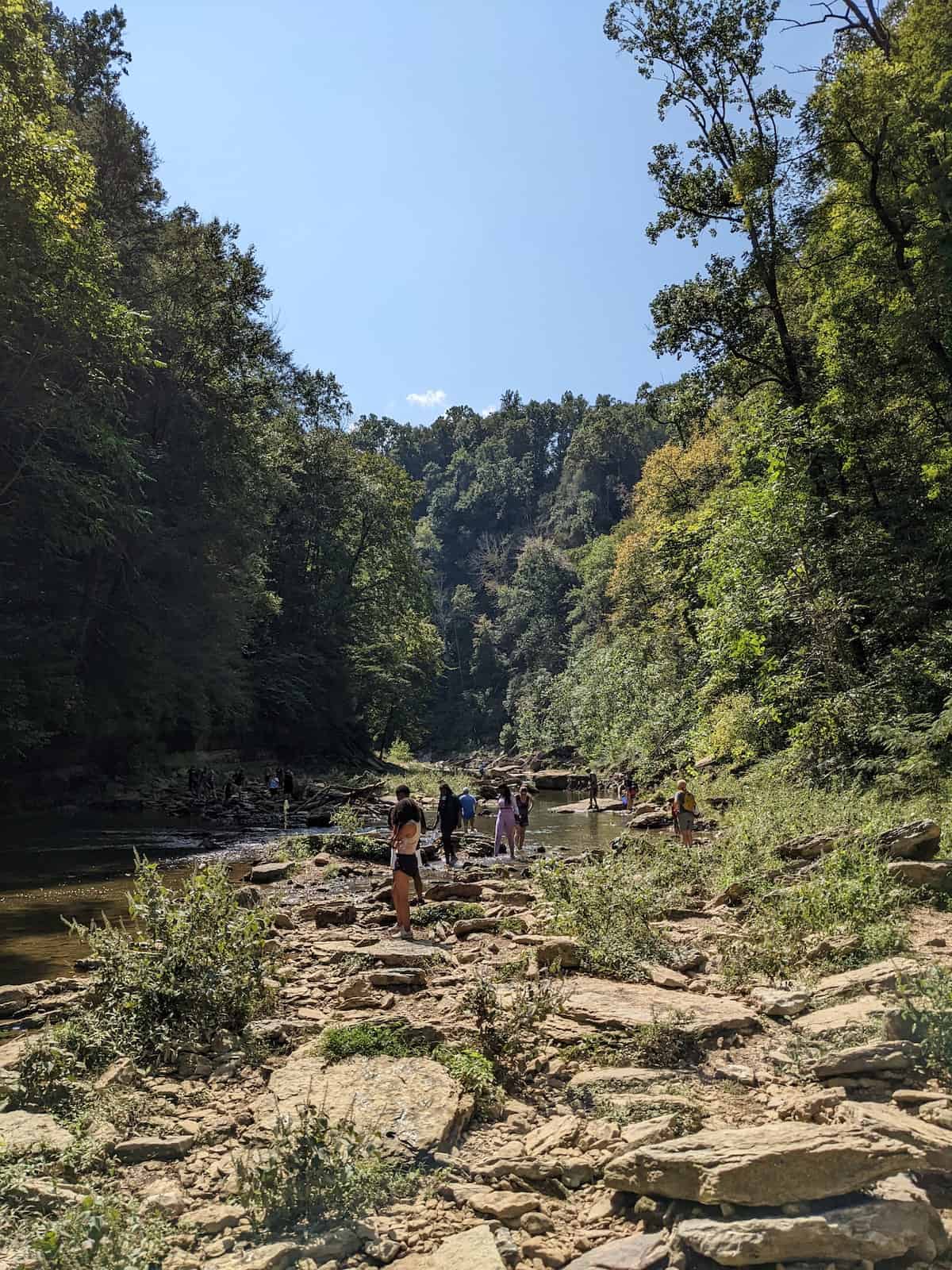 The rocky trail up to Cummins Falls