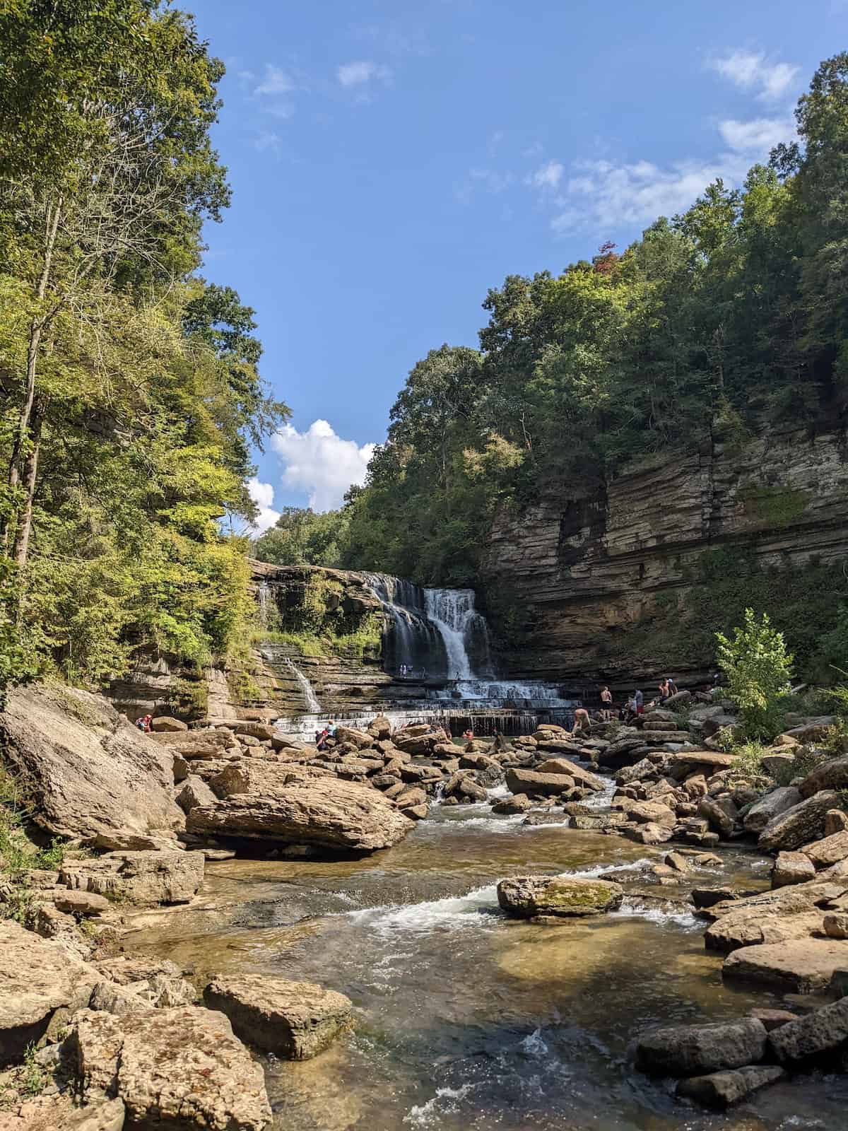 Approaching the waterfall at Cummins Falls