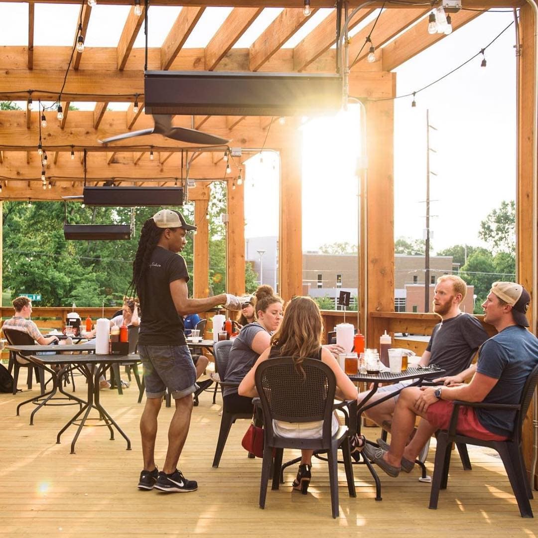 Edley's wooden patio