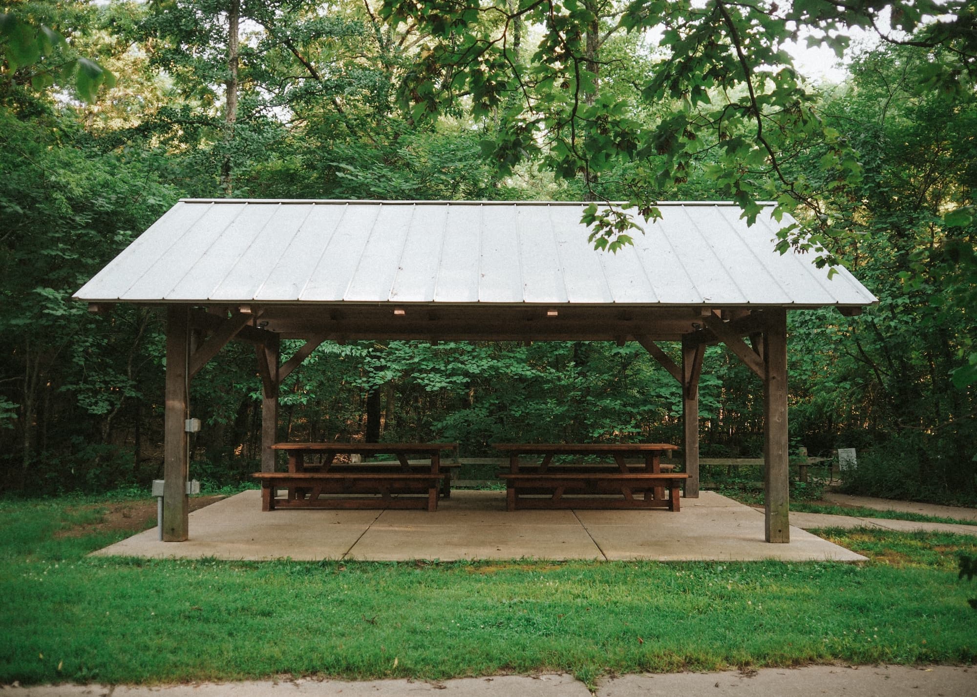 Picnic tables at a park