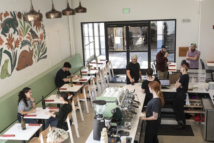 People eating inside Flora + Fauna