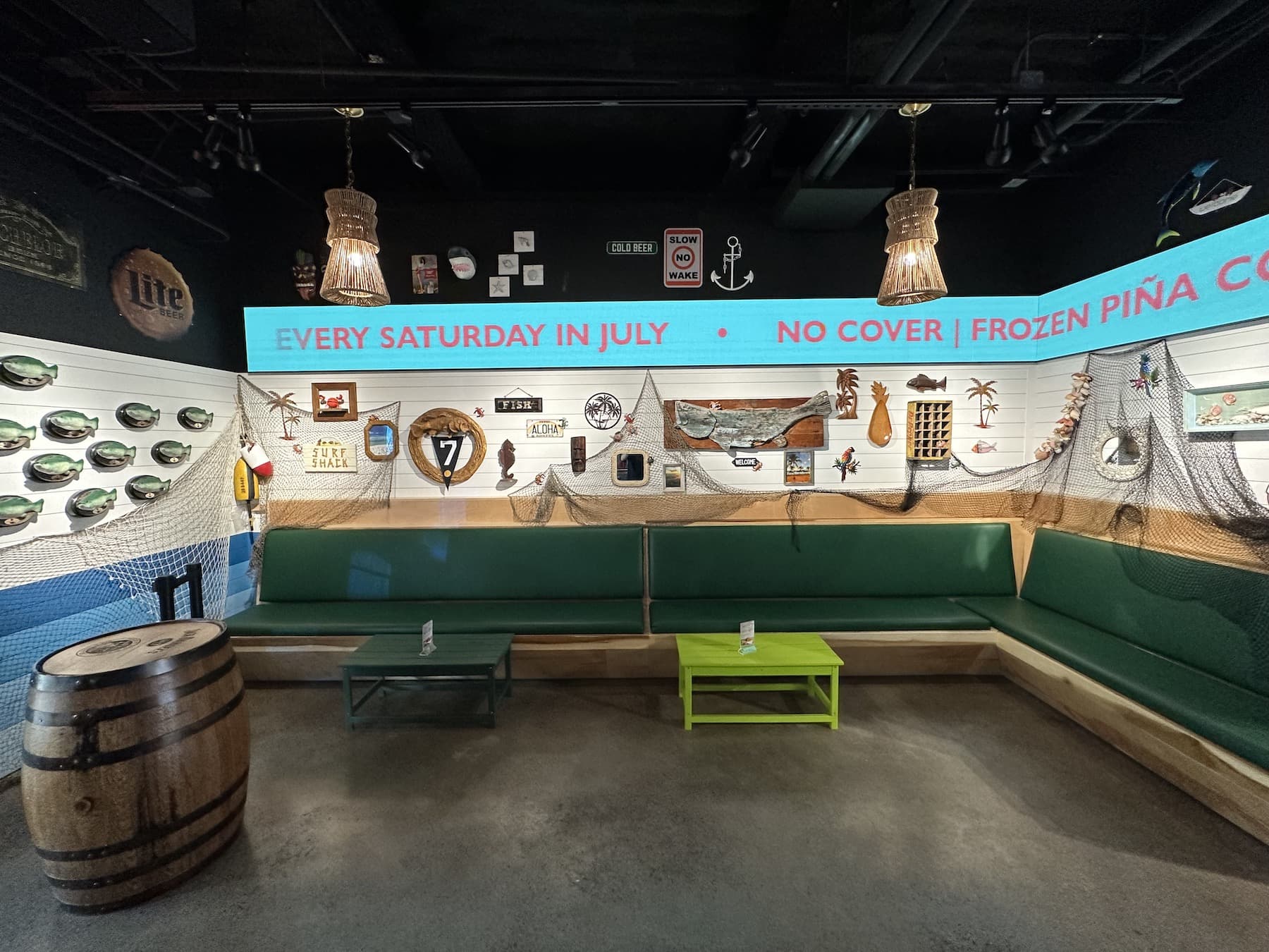 A fishing themed rooftop bar