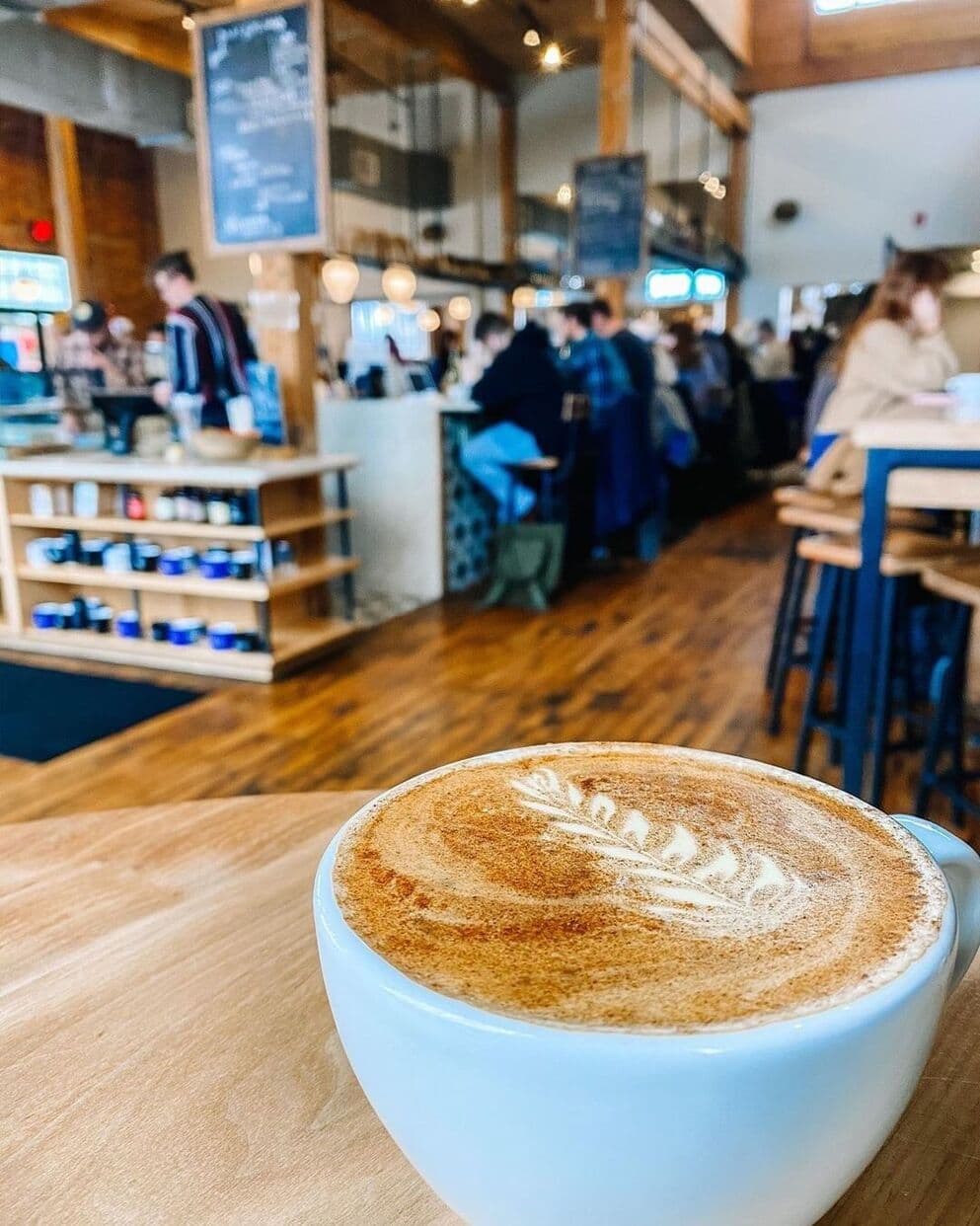 A cup of coffee inside Frothy Monkey in the Nations