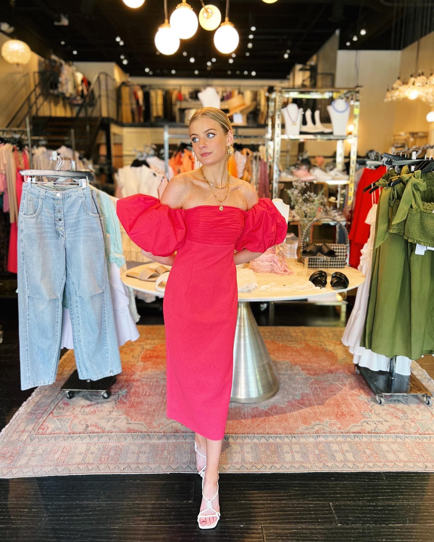 A red dress inside H Audrey