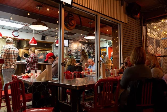 Hattie B's dark interior
