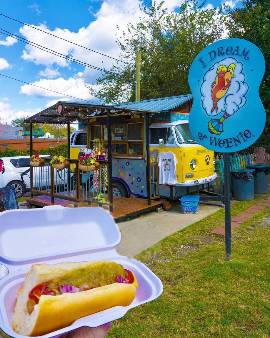 I Dream of Weenie hot dog in front of VW bus