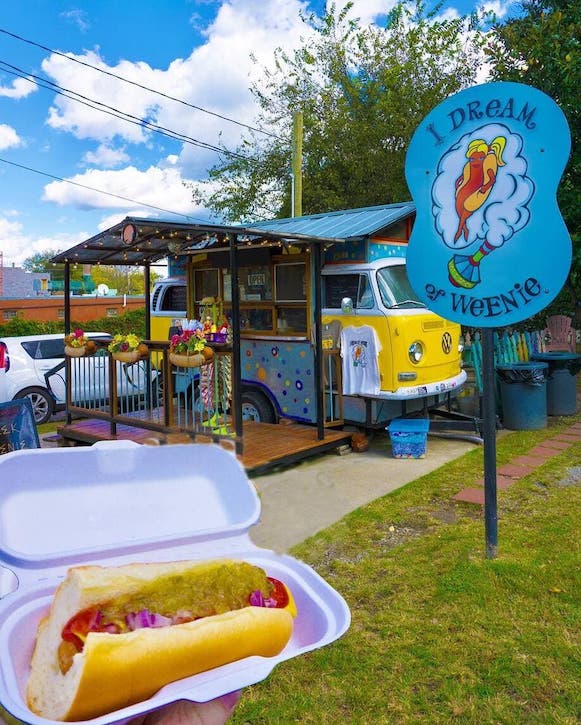 I Dream of Weenie hot dog in front of VW bus