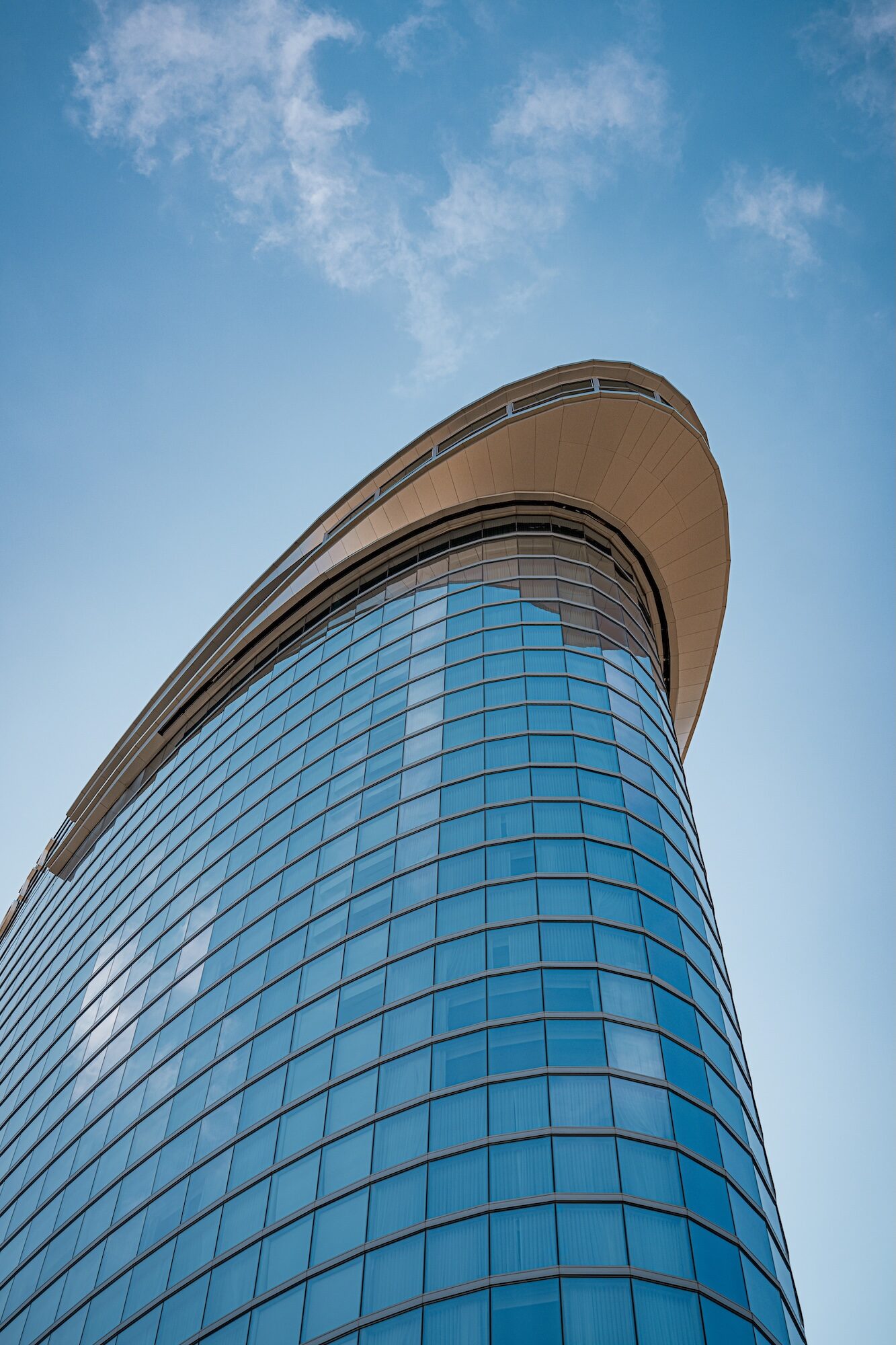 Looking up at Nashville's beautiful JW Marriott hotel