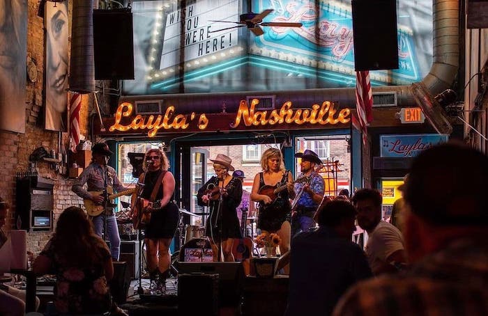 A band plays inside Laylas