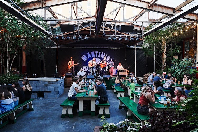 The beer garden at Martin's BBQ in downtown Nashville